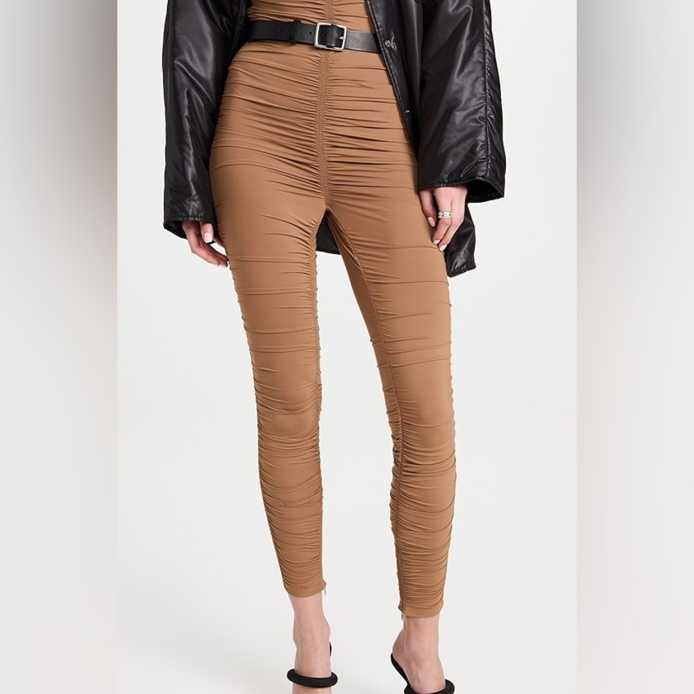 Alexander Wang High Waist Ruched Leggings Campfire XS Designer NWT